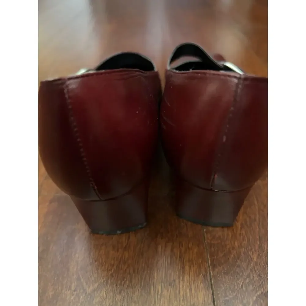Vintage Etienne Aigner Women's Oxblood Leather Mary Jane Buckle Heels, Size 8